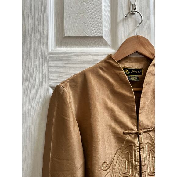 Mirasol Flaw Gold Lightweight Tang Jacket Silk Lined Size Small Asian Style - Picture 6 of 14
